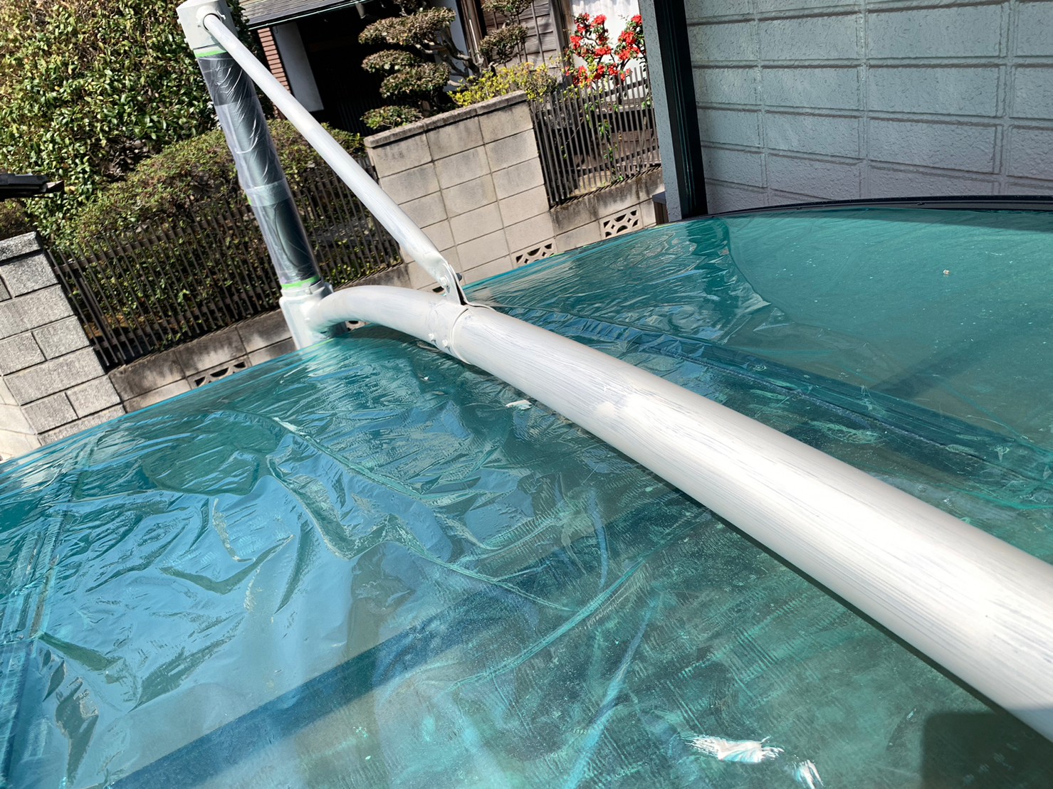 カーポート上鉄部塗装工事